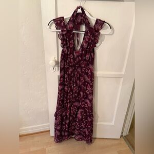 Whistles Burgundy Floral Maxi Dress